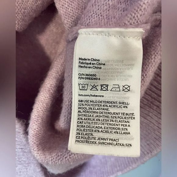 H&M oversized Cropped Turtleneck Sweater in light pink size XS - Picture 4 of 7